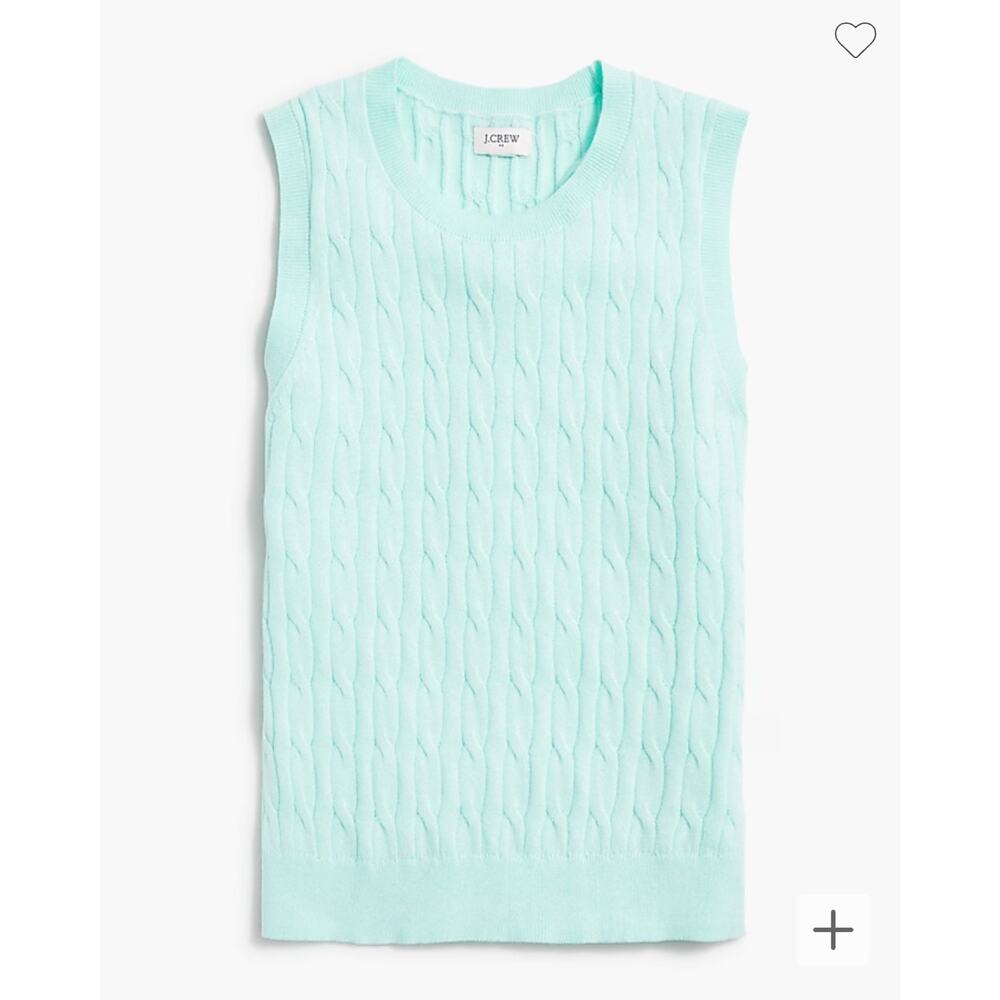 NWT J Crew factory Cable sweater shell Size Large Blue Retail $59.50